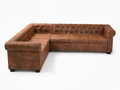 Canapé d'angle Chesterfield 6 places marron cuir artificiel