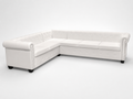 Canapé d'angle Chesterfield 6 places blanc cuir artificiel