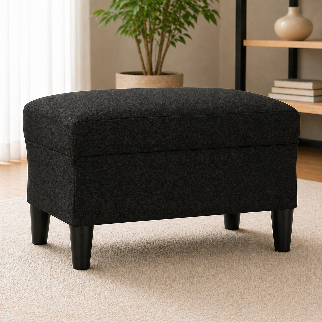 Tabouret repose-pieds noir 60x50x41 cm