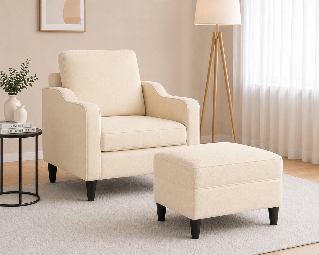 Tabouret repose-pieds crème 60x50x41 cm
