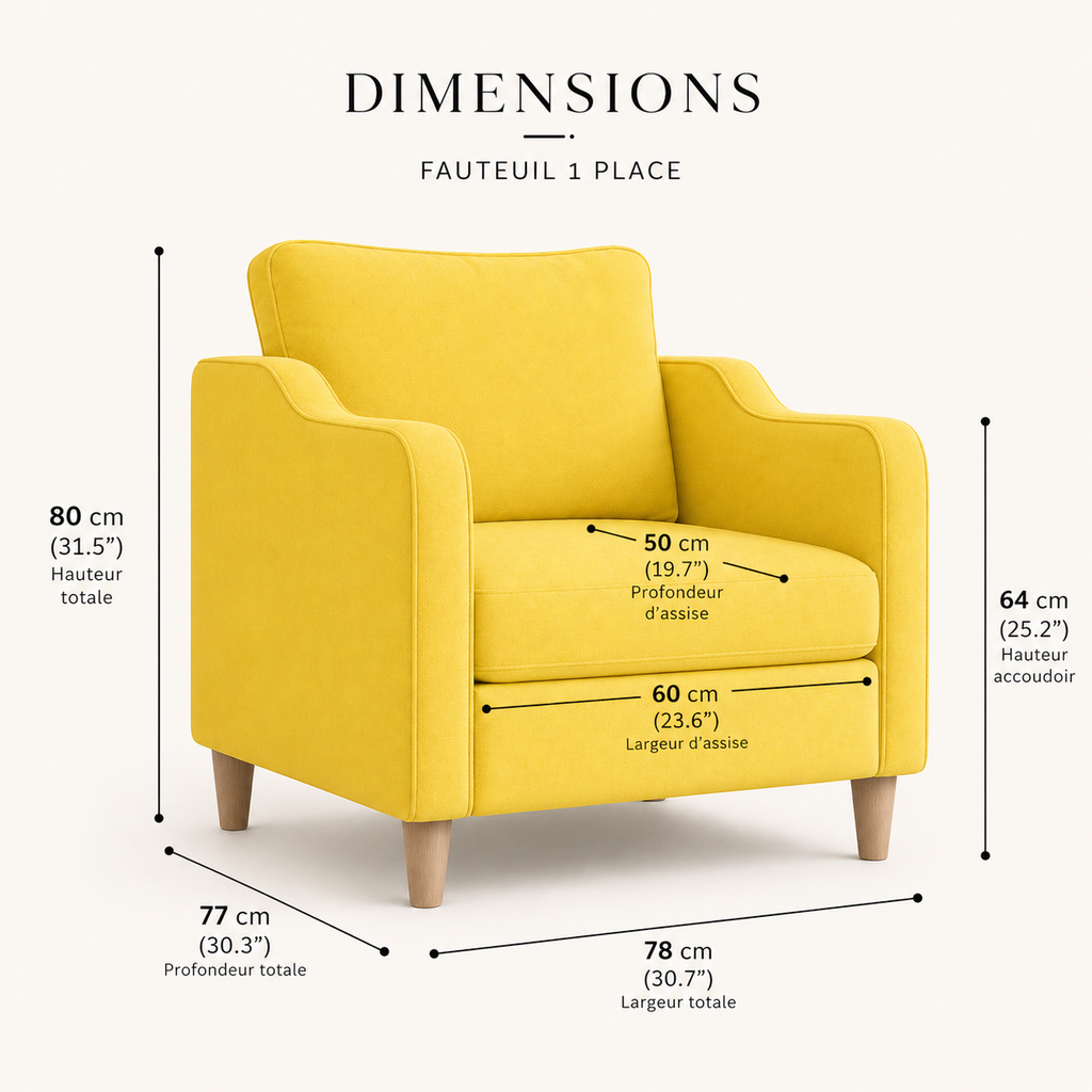 Fauteuil de salon jaune clair en tissu