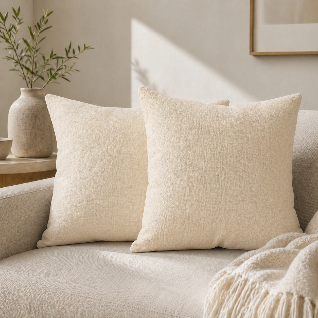 Coussins décoratifs lot de 2 crème 40x40 cm
