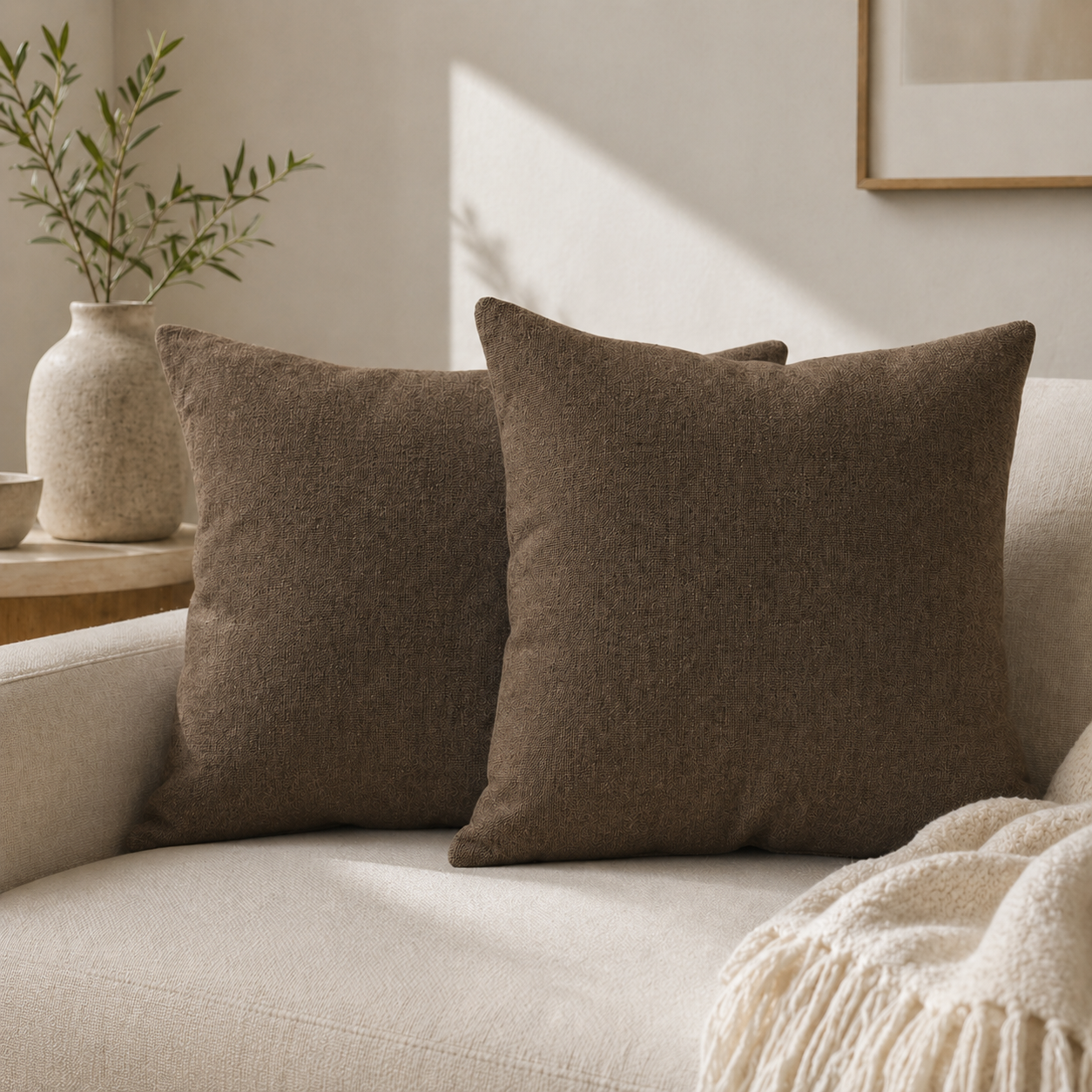 Coussins décoratifs lot de 2 marron 40x40 cm