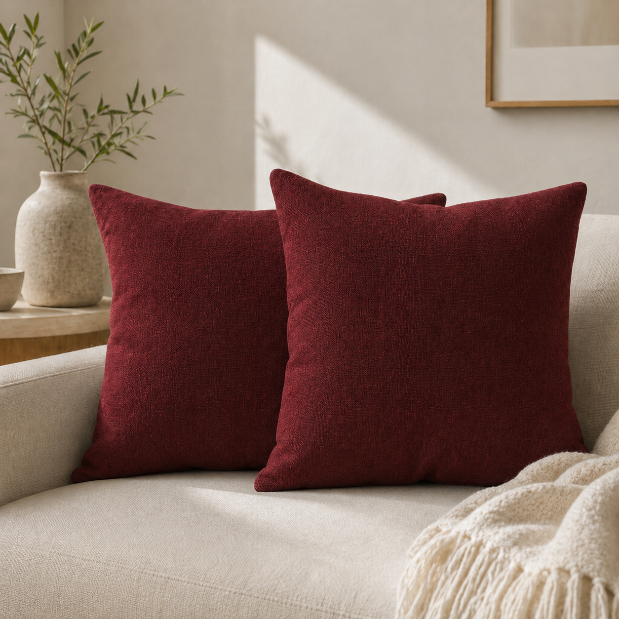 Coussins décoratifs lot de 2 rouge bordeaux 40x40 cm
