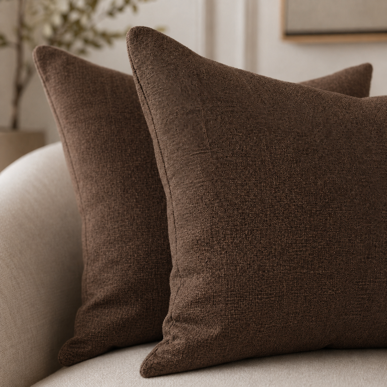 Coussins décoratifs lot de 2 marron 40x40 cm