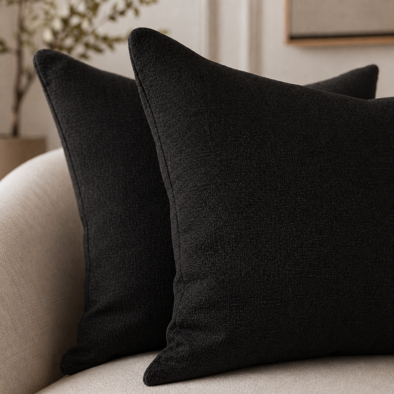 Coussins décoratifs lot de 2 noir 40x40 cm