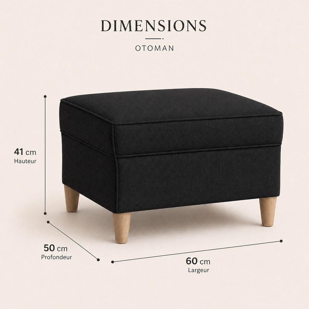 Tabouret repose-pieds noir 60x50x41 cm
