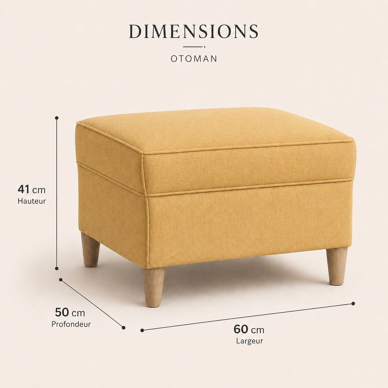 Tabouret repose-pieds jaune 60x50x41 cm