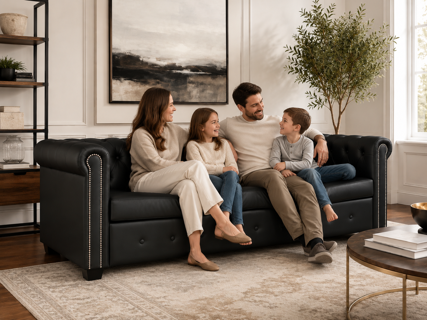 Canapé Chesterfield 3 places en similicuir