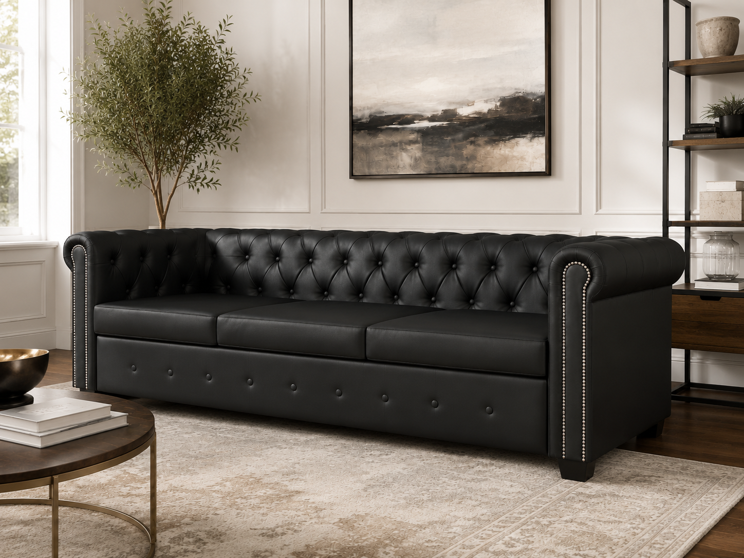Canapé Chesterfield 3 places en similicuir
