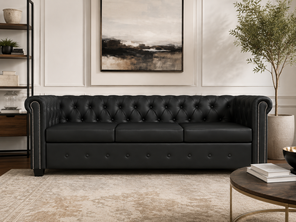 Canapé Chesterfield 3 places en similicuir
