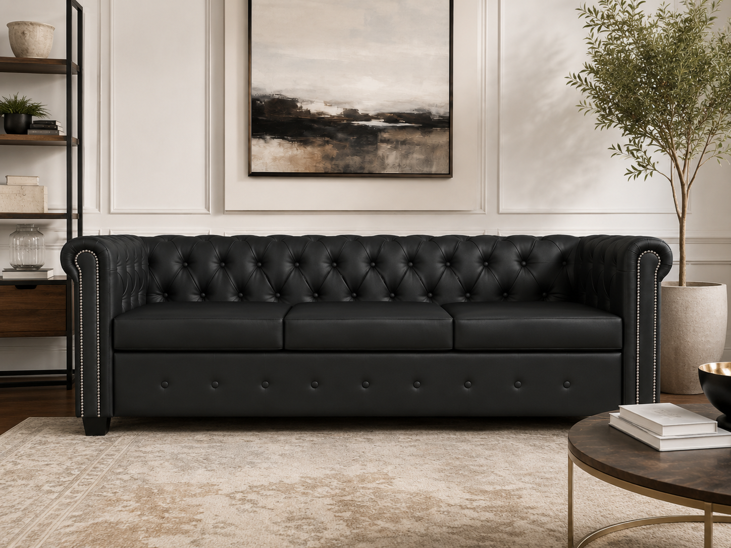 Canapé Chesterfield 3 places en similicuir