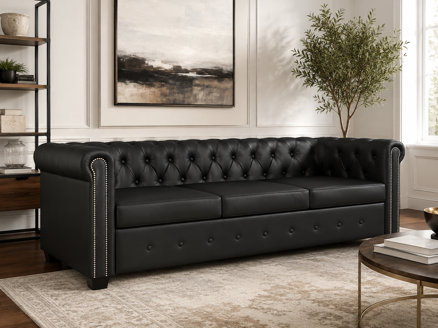 Canapé Chesterfield 3 places en similicuir