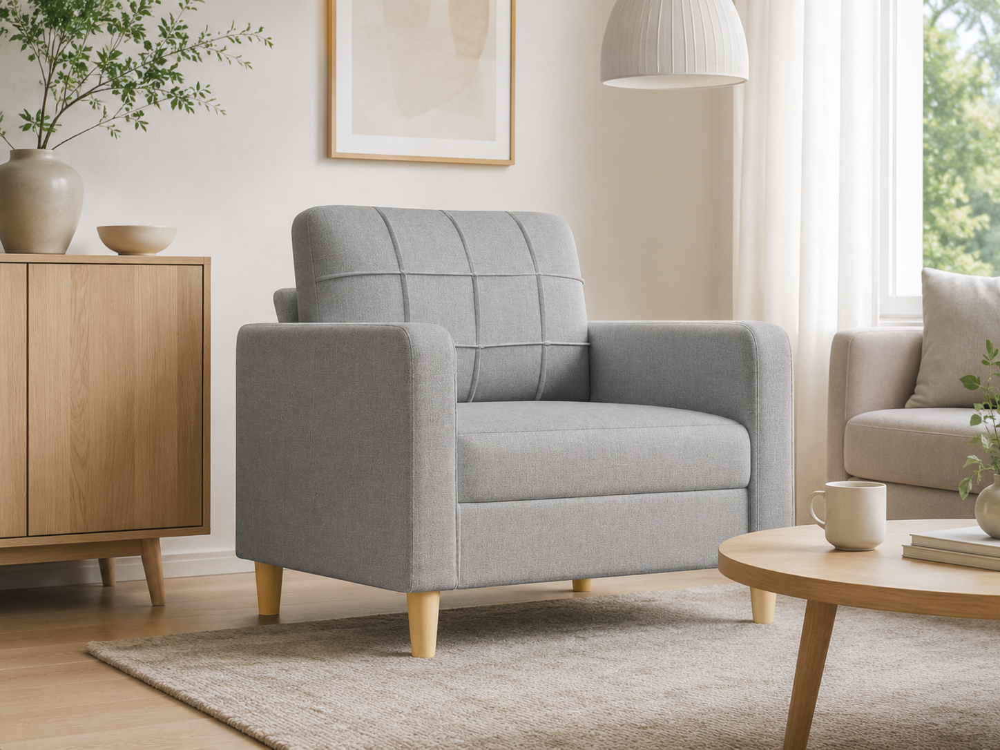 Fauteuil en tissu rembourré |Plusieurs coloris