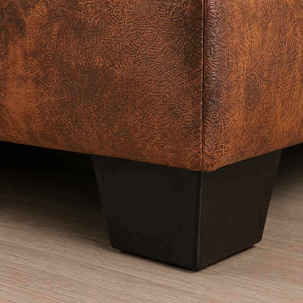 Canapé d'angle Chesterfield 6 places marron cuir artificiel