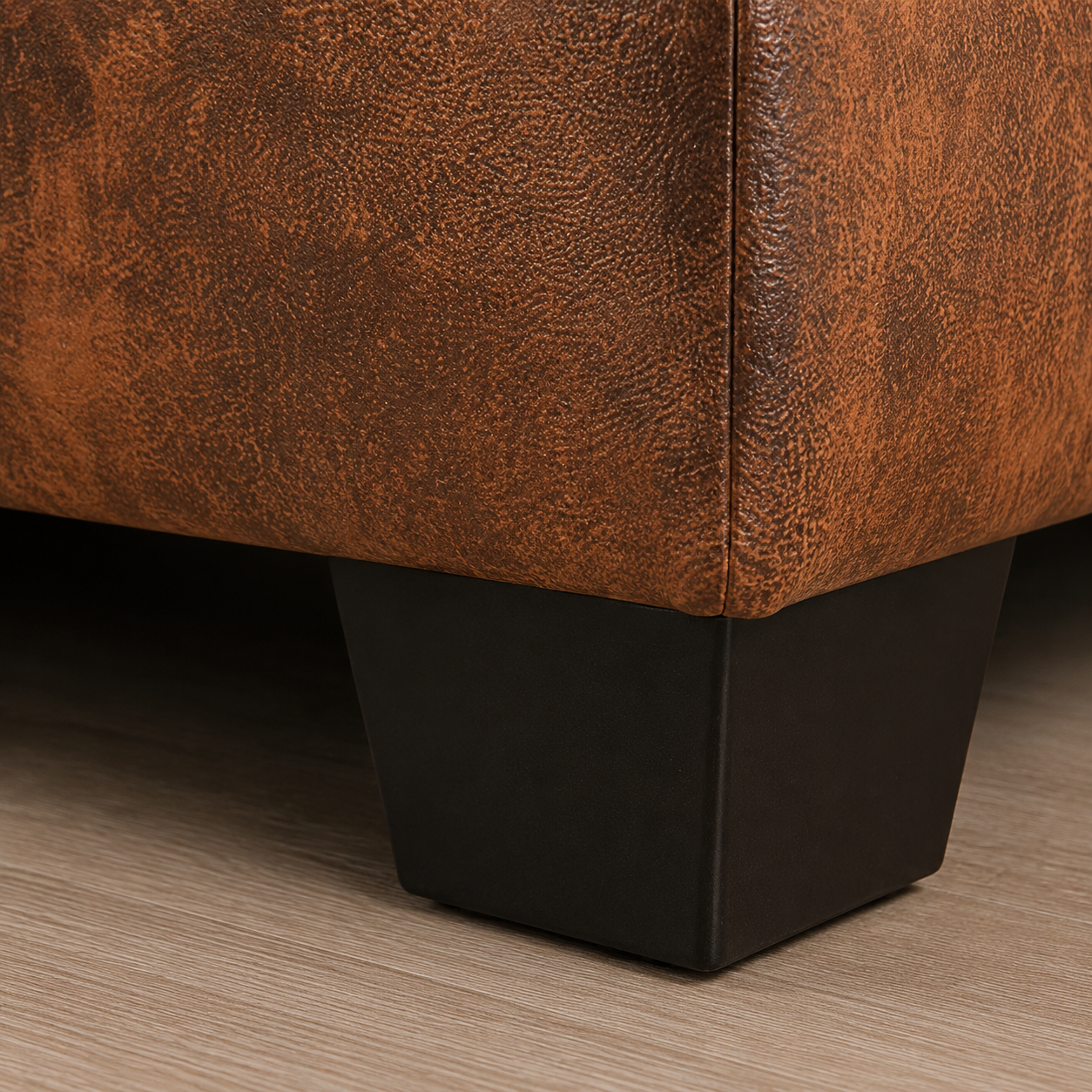 Canapé d'angle Chesterfield 6 places marron cuir artificiel