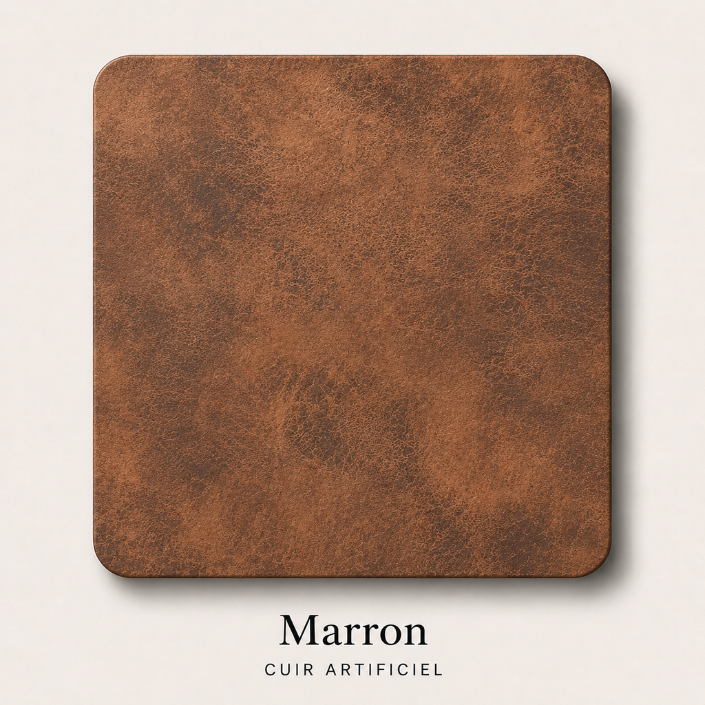 Canapé d'angle Chesterfield 6 places marron cuir artificiel
