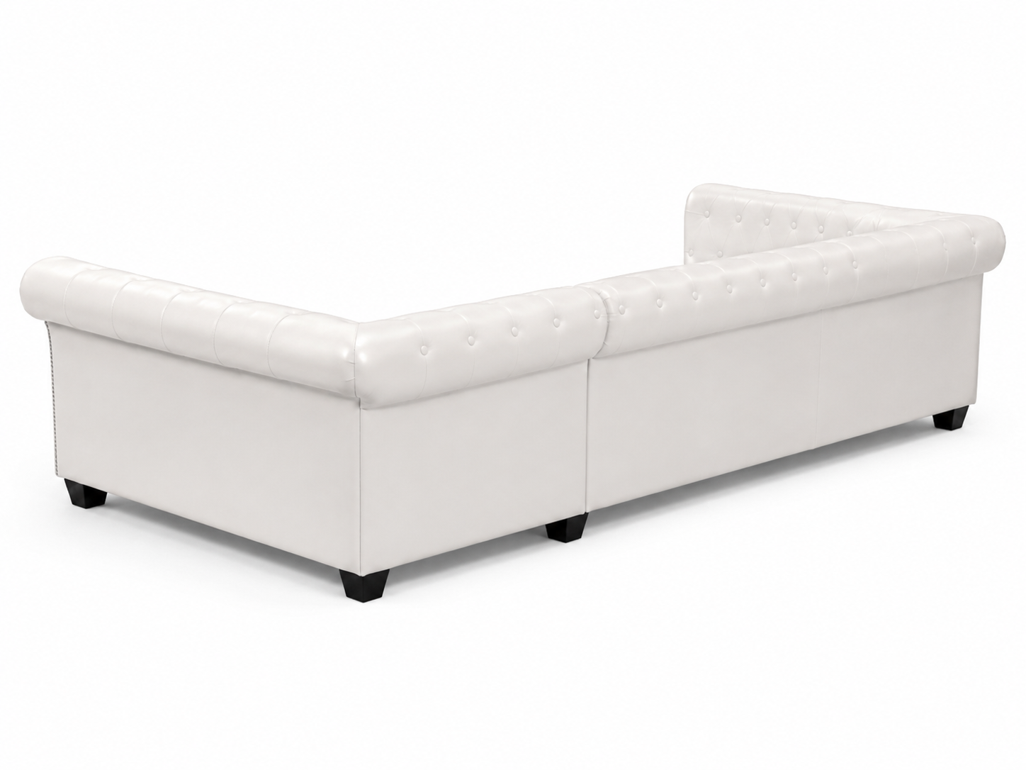 Canapé d'angle Chesterfield 6 places blanc cuir artificiel