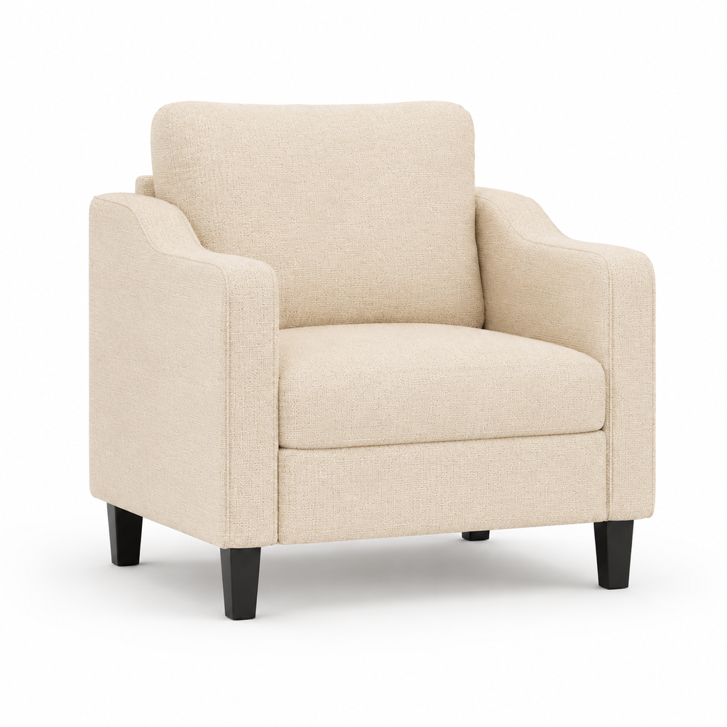 Fauteuil de salon crème en tissu
