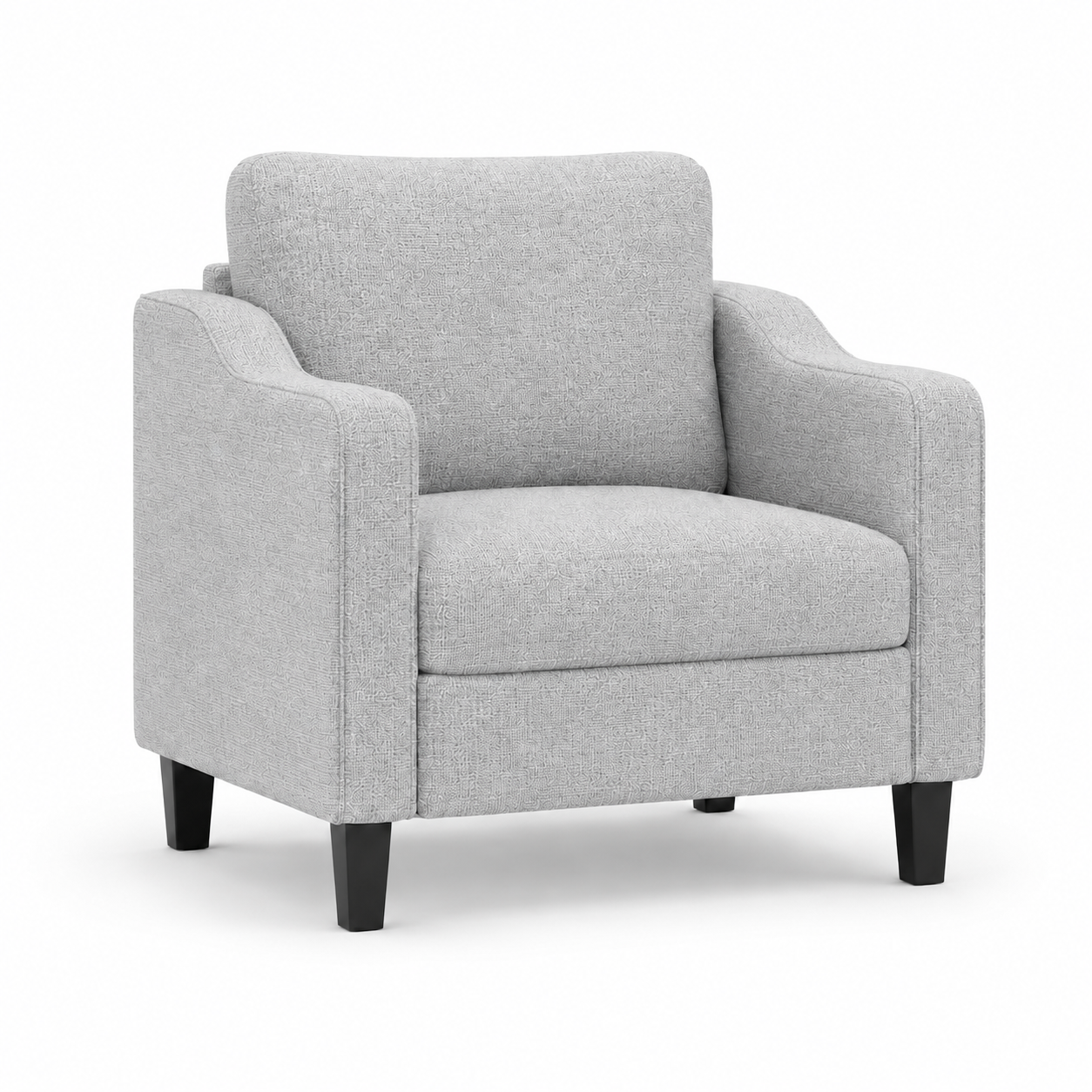 Fauteuil de salon gris clair en tissu