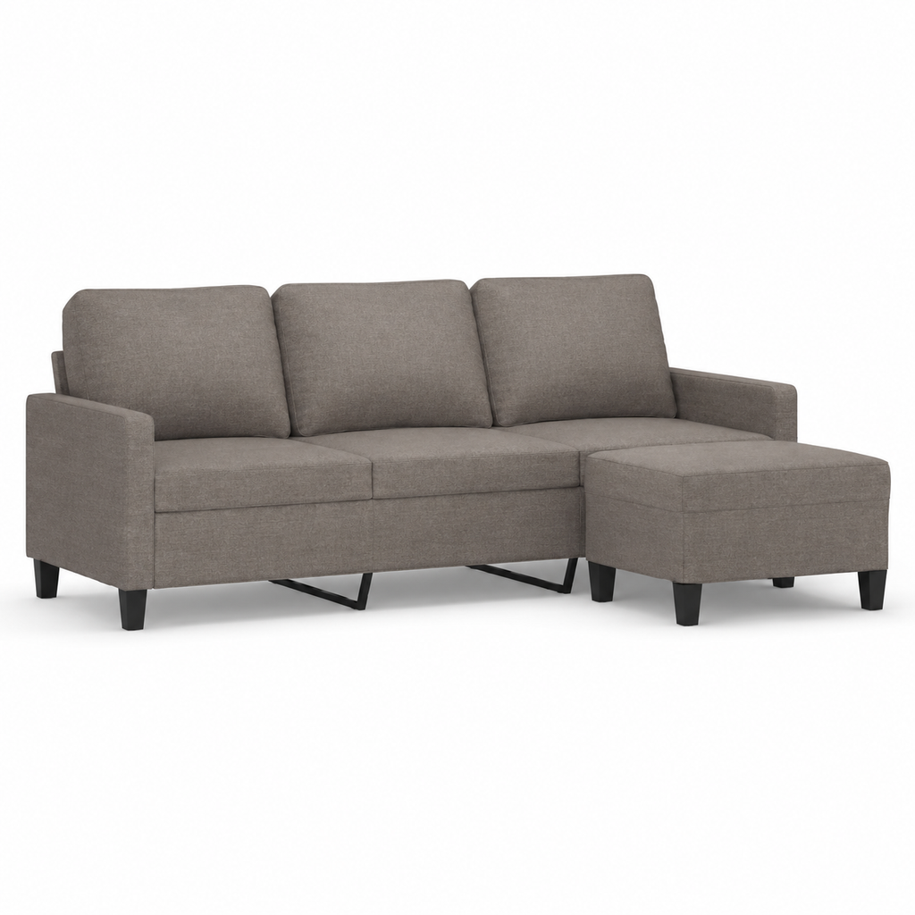 Canapé 3 places taupe avec repose-pieds