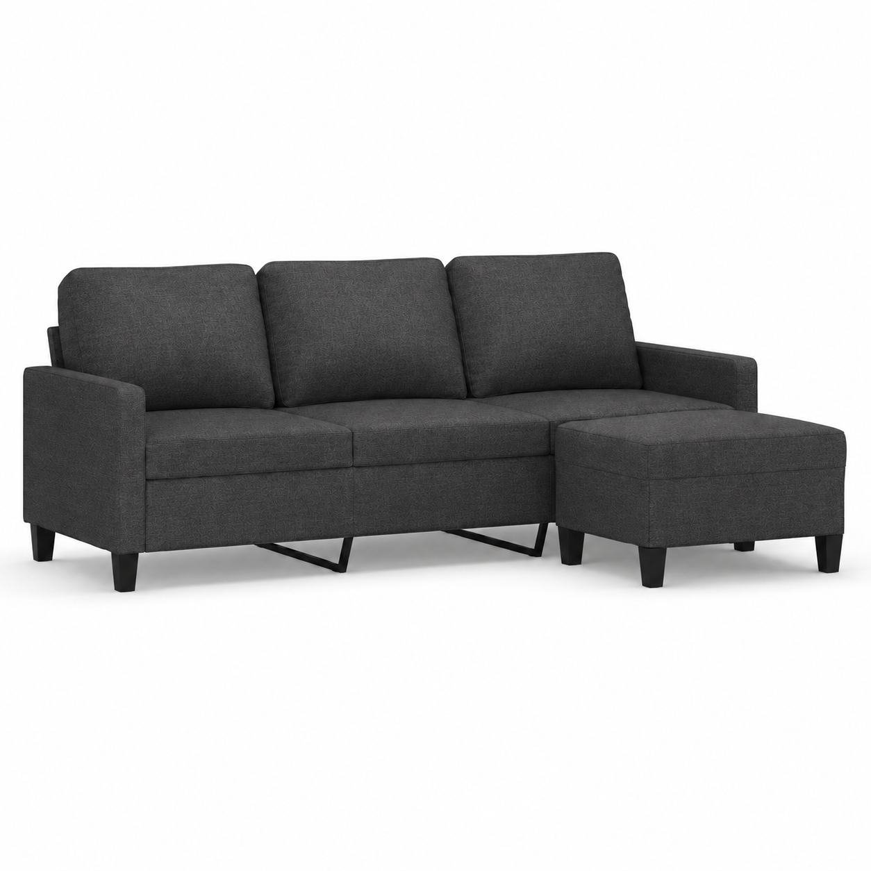 Canapé 3 places gris foncé avec repose-pieds
