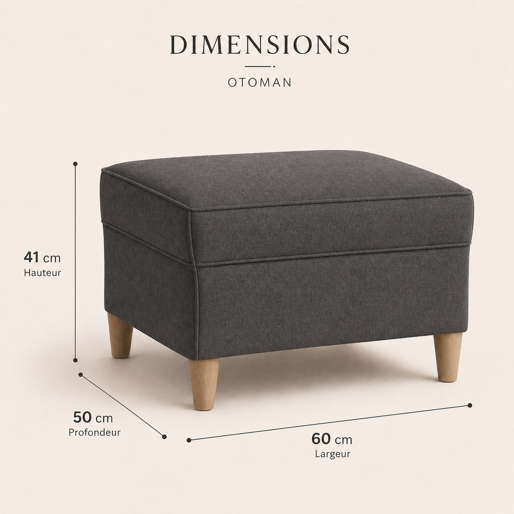Tabouret repose-pieds gris foncé 60x50x41 cm