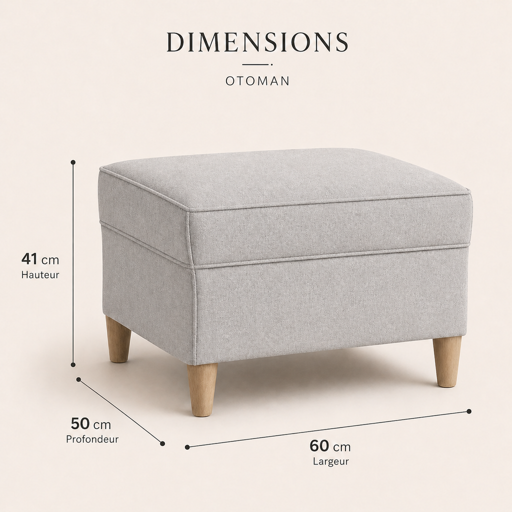 Tabouret repose-pieds gris clair 60x50x41 cm