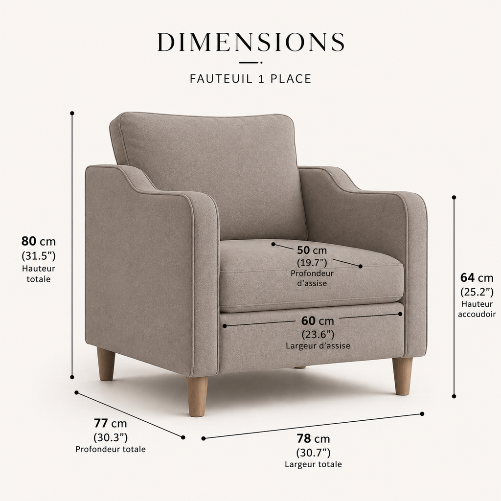 Fauteuil de salon taupe en tissu