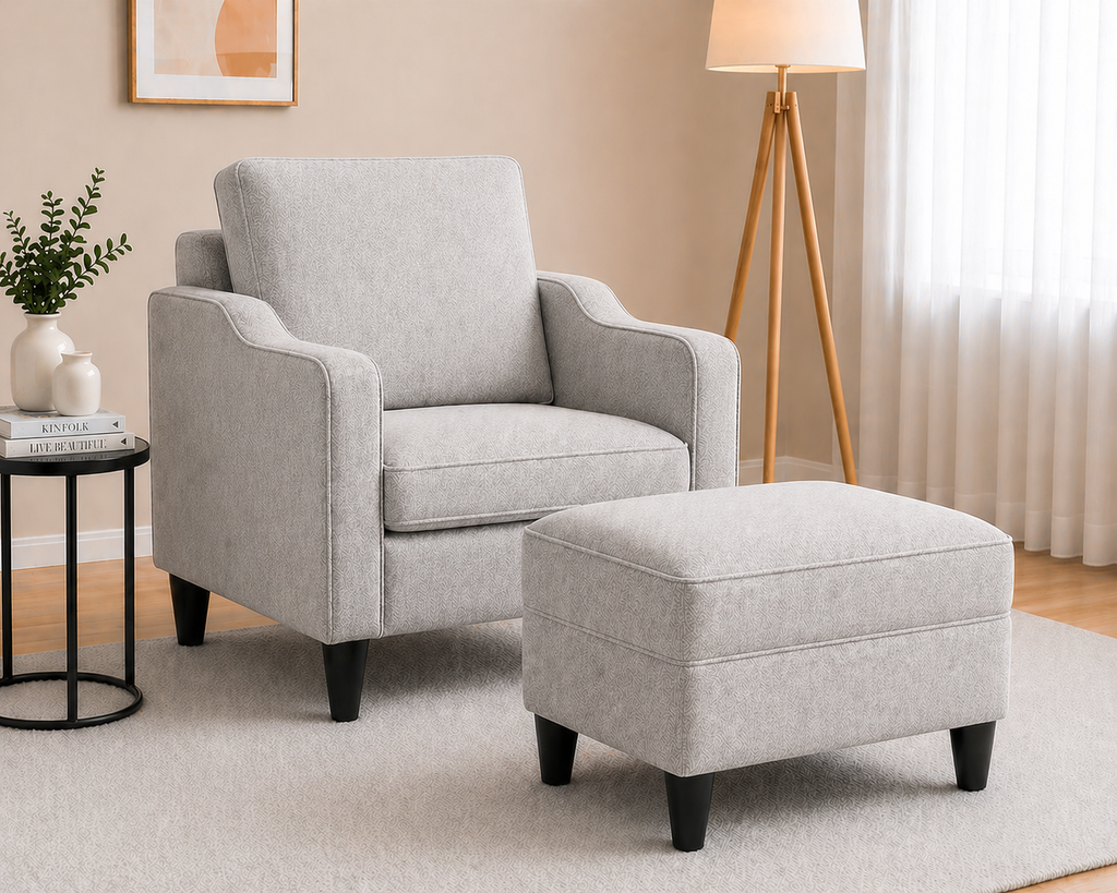 Tabouret repose-pieds gris clair 60x50x41 cm