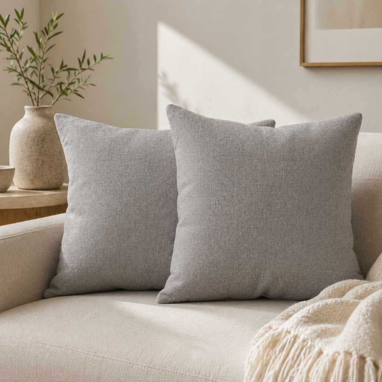 Coussins décoratifs lot de 2 gris clair 40x40 cm
