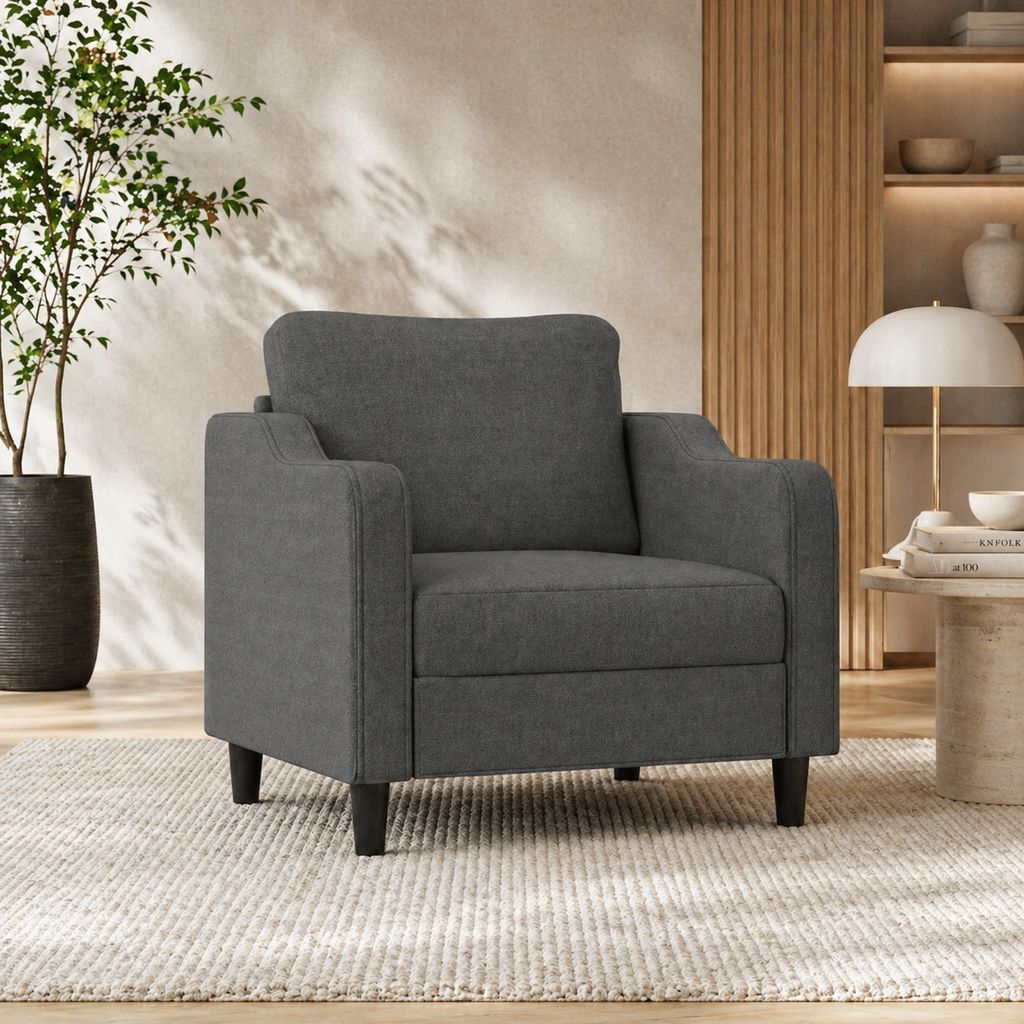 Fauteuil de salon gris foncé en tissu