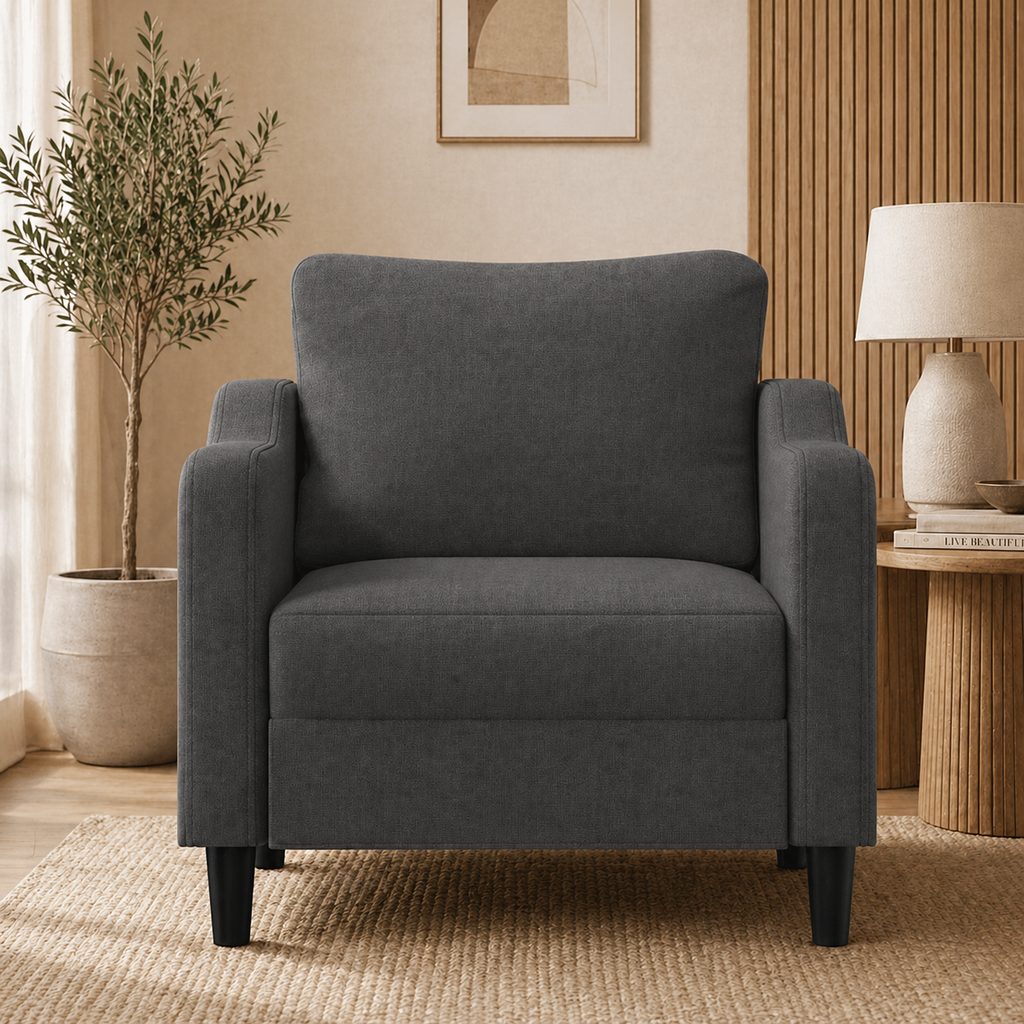 Fauteuil de salon gris foncé en tissu