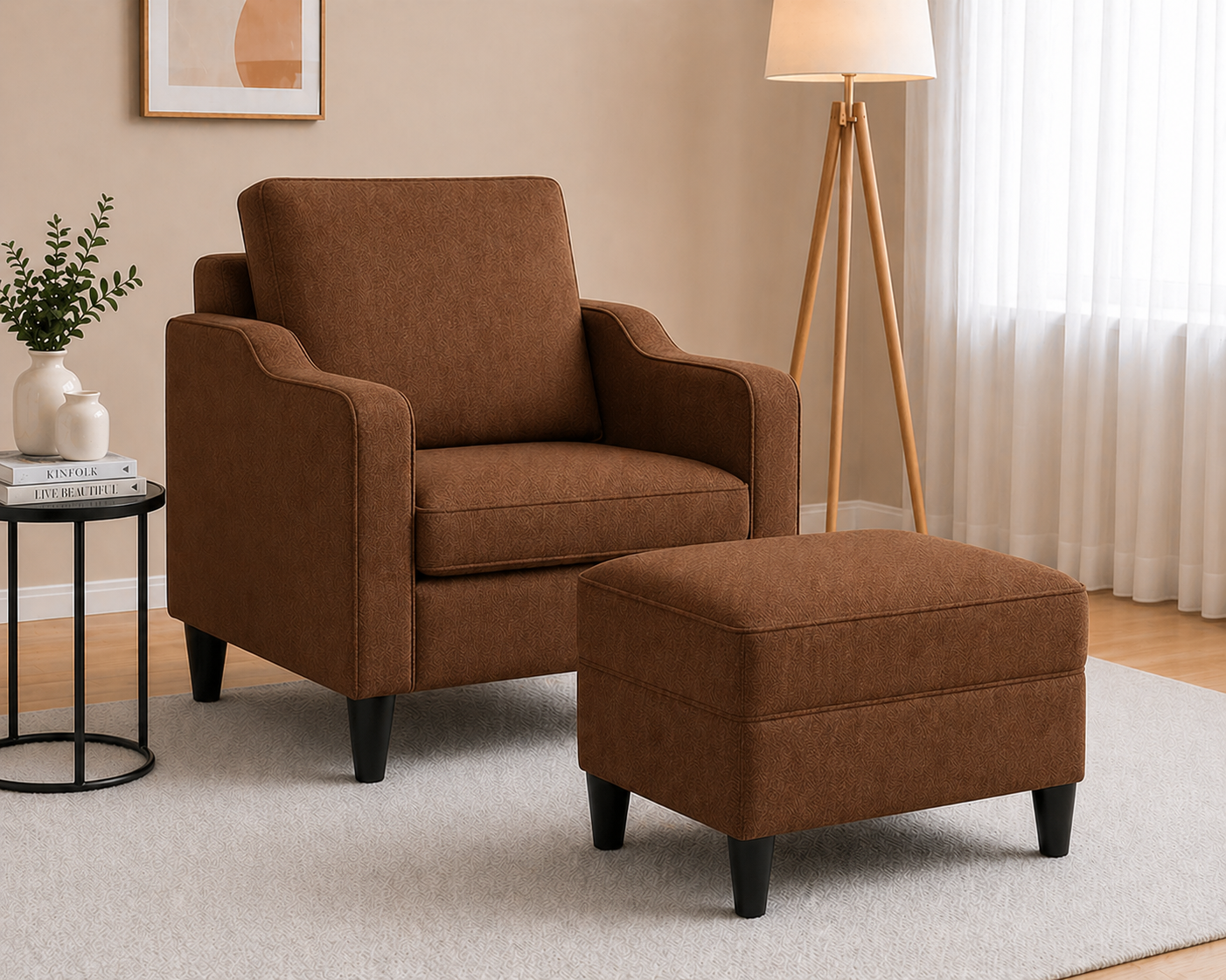 Tabouret repose-pieds marron 60x50x41 cm