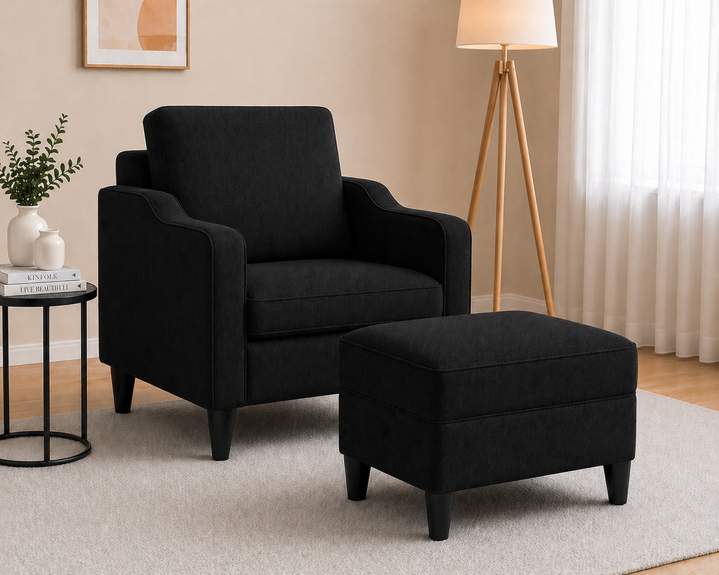 Tabouret repose-pieds noir 60x50x41 cm
