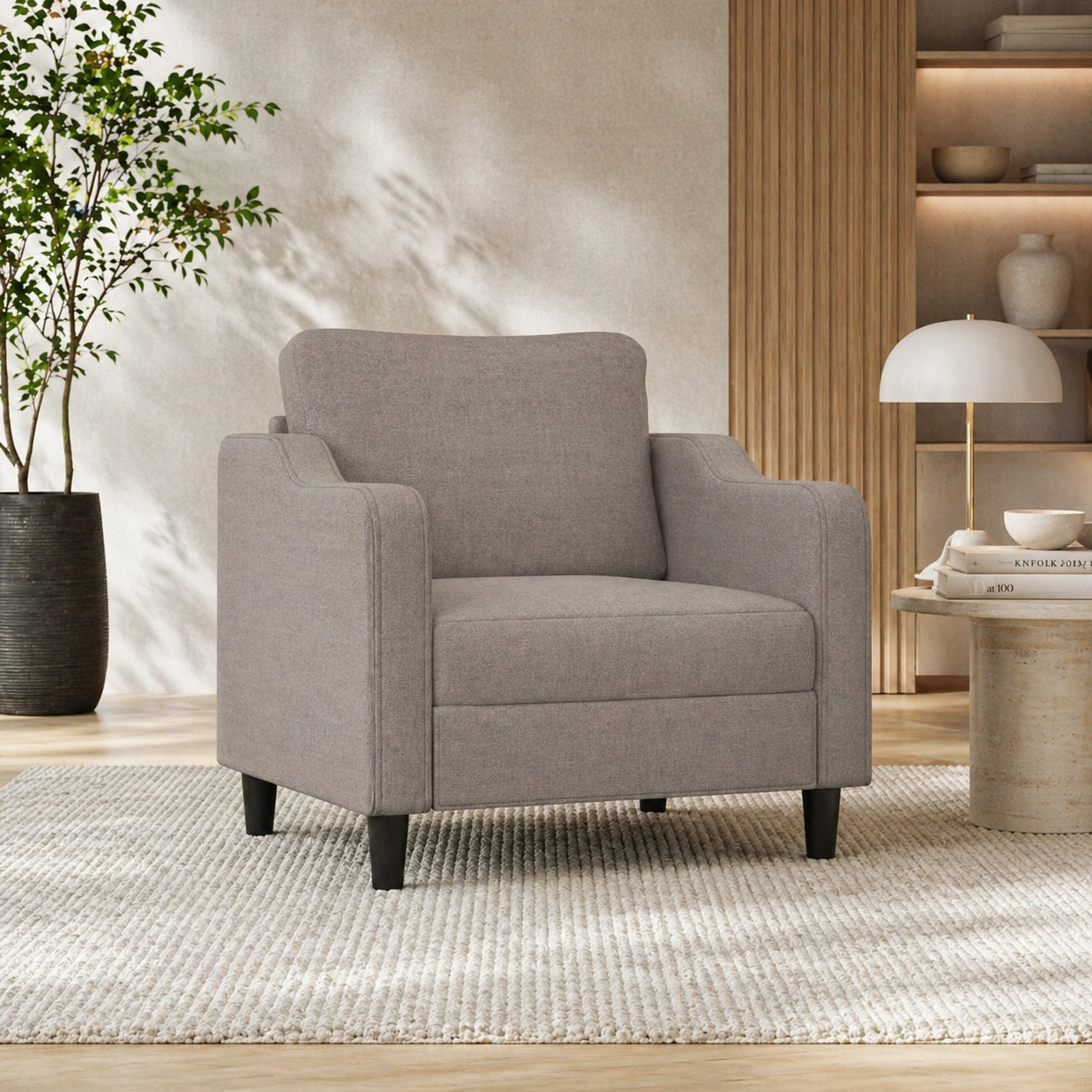 Fauteuil de salon taupe en tissu