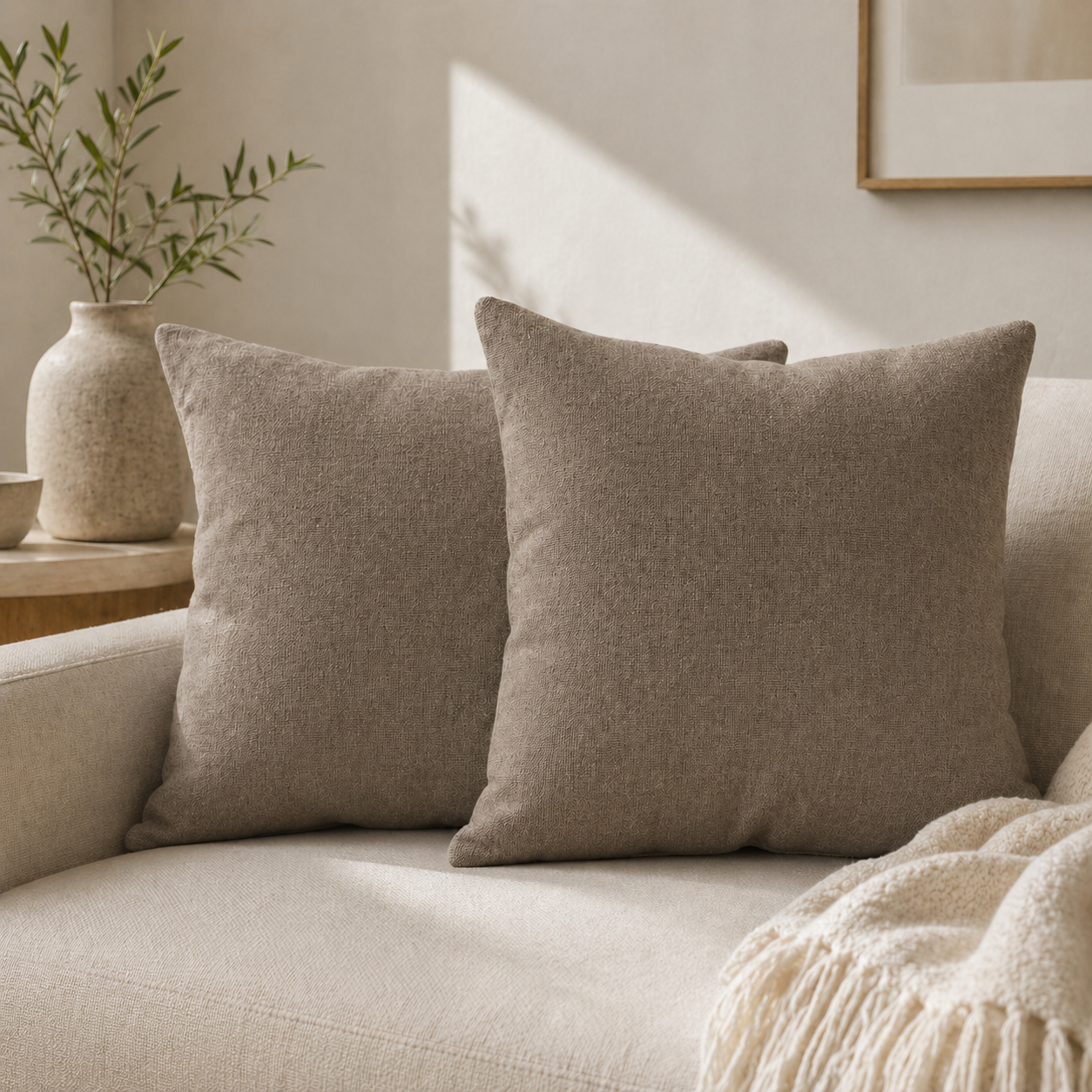 Coussins décoratifs lot de 2 taupe 40x40 cm